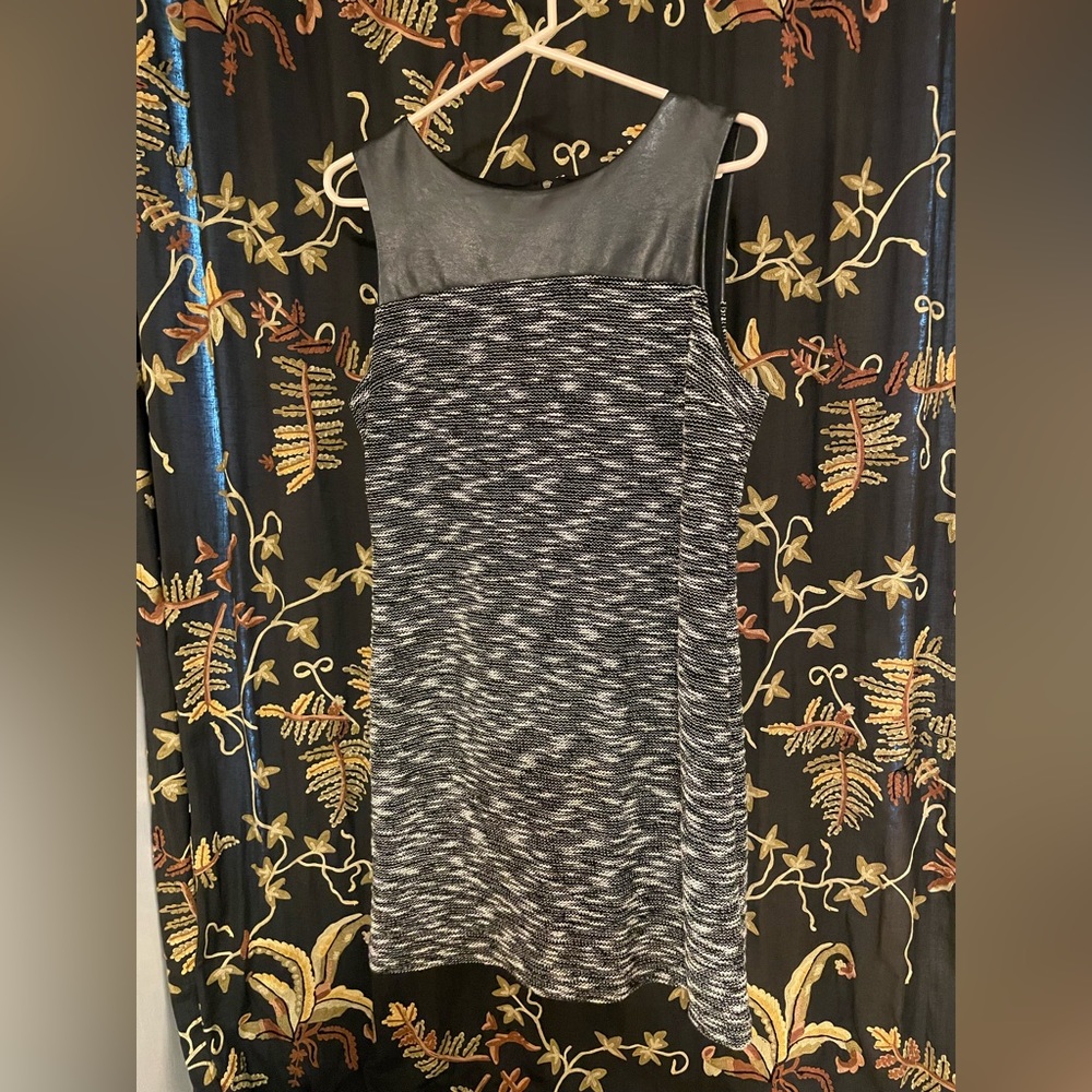 Cynthia Rowley Sheath Dress faux leather boucle combo